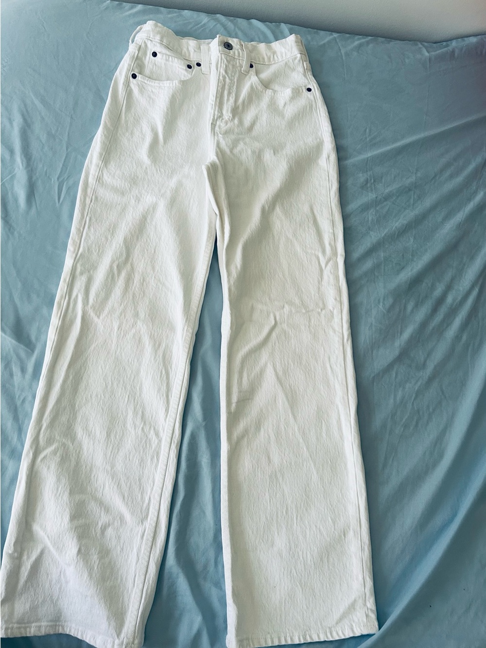 Abercrombie & Fitch White High-Rise Wide Leg Jeans